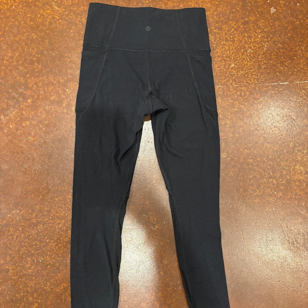 ATHLETA BLACK LEGGINGS W MESH! SIZE: XS